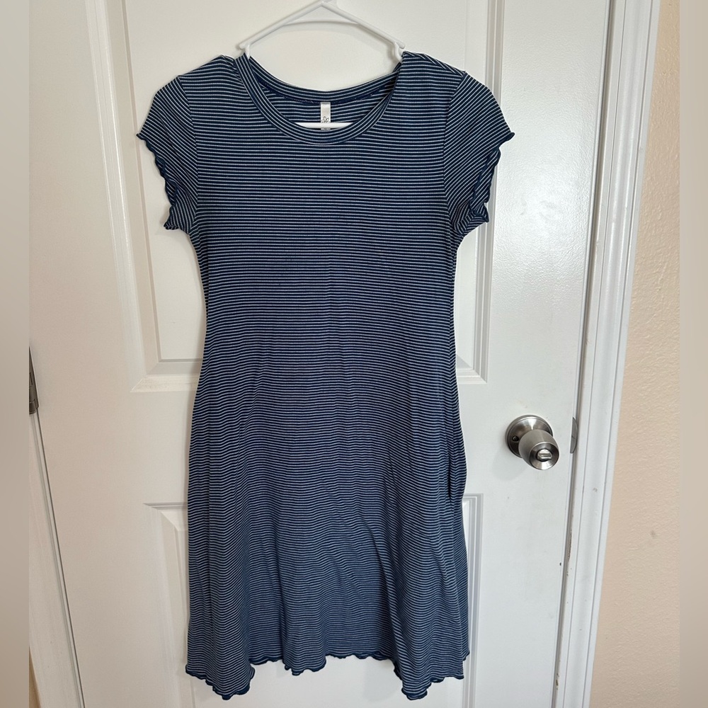 Blue and White Striped Tshirt Dress